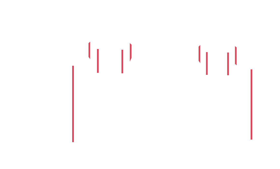Numerous vertical red lines in various lengths with transparent background