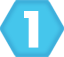 Blue hexagon icon with white number 1 to centre