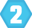 Blue hexagon icon with white number 2 to centre