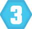 Blue hexagon icon with white number 3 to centre